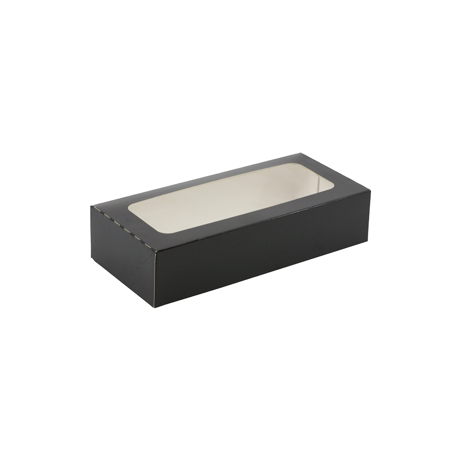 POJEMNIK KARTONOWY 220x100x50 (4045) SUSHI CZARNE - OKIENKO - UNIPACK